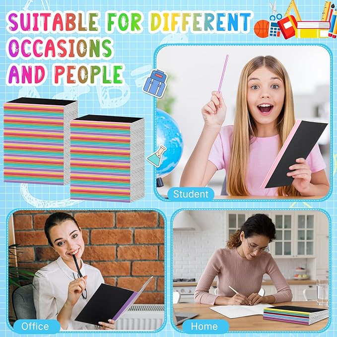 Handepo 100 Pack Composition Notebooks A5/A6 Ruled Lined Composition Kraft Notebooks Bulk Soft Cover Journals Travel Diary Memo for Students Classroom Office Supplies(A5,Novel Color)