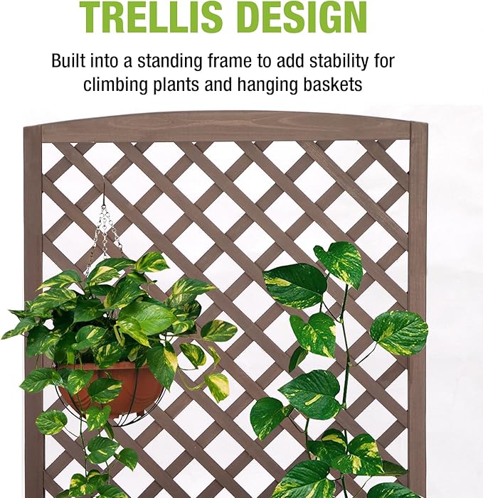 GUTINNEEN Planter Box with Trellis Outdoor Tall Flower Standing Vertical Lattice Frames for Climbing Plants Large Bottom Space for Patio Garden Flower Bed