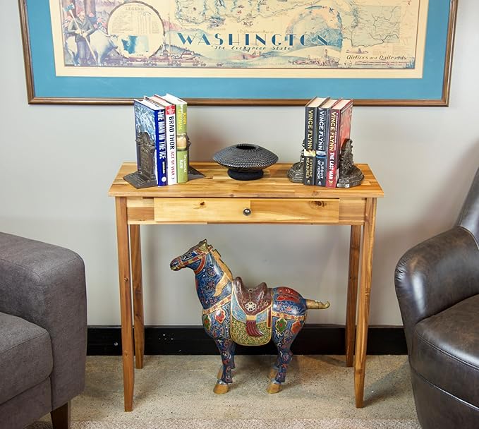 Solid Acacia Console Table w/Drawer