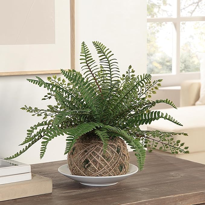 Artificial Boston Fern Plants Bushes Faux Plants Shrubs Greenery for House, Office, Garden, Inddor and Outdoor Decor (Small)