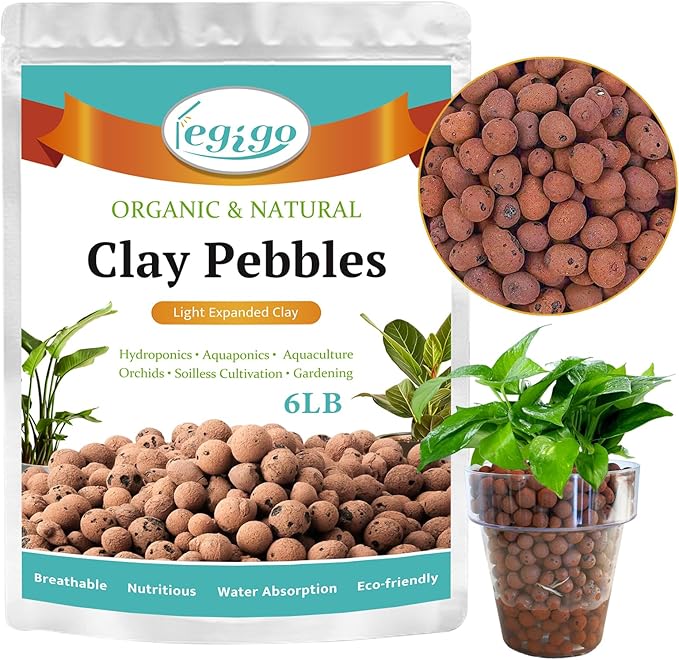 Legigo 6 LB Organic Leca Clay Pebbles for Plants, 4mm-16mm 100% Natural Leca Balls for Indoor Plants, Hydroton Clay Pebbles for Plants Hydroponic Aquaponics Growing Orchid Drainage Terrarium