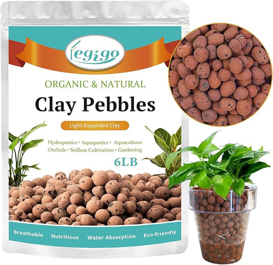 Legigo 6 LB Organic Leca Clay Pebbles for Plants, 4mm-16mm 100% Natural Leca Balls for Indoor Plants, Hydroton Clay Pebbles for Plants Hydroponic Aquaponics Growing Orchid Drainage Terrarium