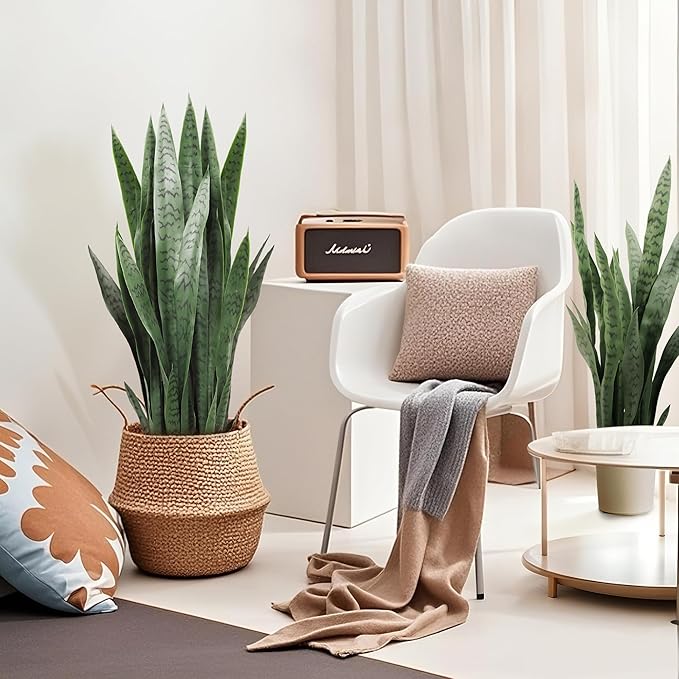 Solution4Patio 2PCS Artificial Sansevieria Trifasciata Prain 3 ft. Arbre Artificiel, Tropical Faux Snake Plant Greenery Realistic for Living Room, Home, Cafe or Office Corner Outdoor Indoor Decor