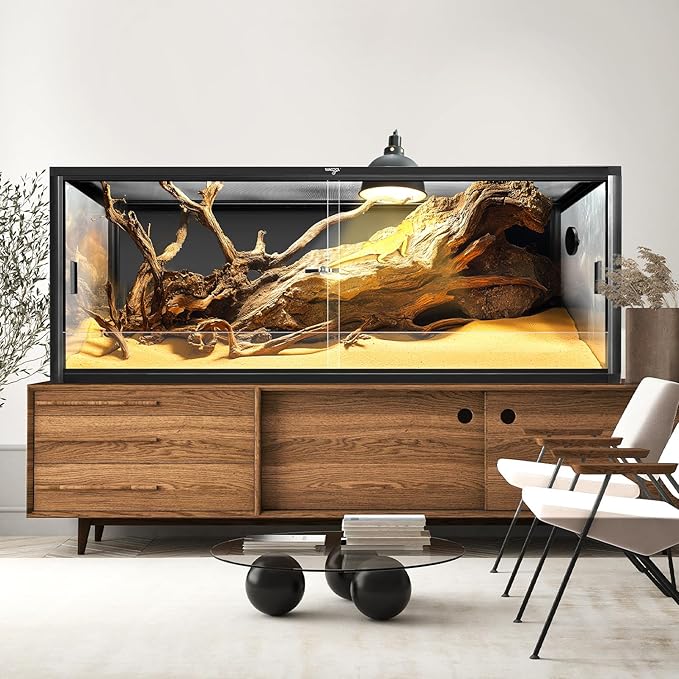 68 Gallon Reptile Tank, Large Terrarium for Bearded Dragons, Snakes, Leopard Geckos, Sliding Door & Top Ventilation, 48" x 18" x 18" Easy-to-Maintain Reptile Enclosure