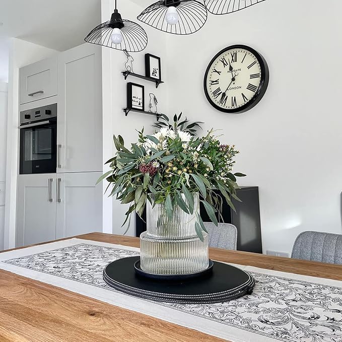 Ribbed Glass Vase, Flower Vase, Fluted Clear Vases for Flowers, Modern Vases for Living Room, Dining Table, Entryway, Shelf, Wedding, Office, Coffee Table, Birthday, 7.5 Inches