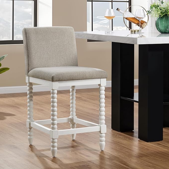 DUHOME Spindle Counter Stools Set of 2 with Padded Spring Seat,Wooden Bar Stools Farmhouse 26 Inch Counter Height Stools Chairs with Spindle Back for Kitchen Island