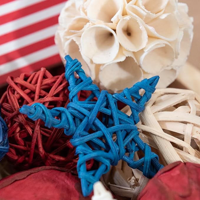 ANDALUCA American Flag Decorative 4th of July Vase Filler Bag with Orbs, Decorative Balls (Red, White & Blue)
