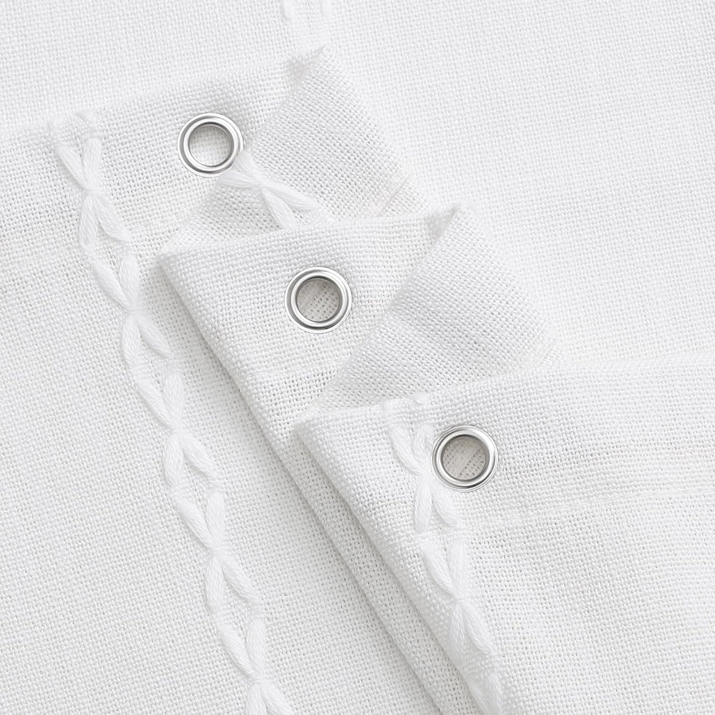 MitoVilla White Boho Farmhouse Small Stall Shower Curtain Set 36 x 72, Half Size Narrow Polyester Linen Fabric Shower Curtains for Farmhouse Bathroom Decor, White