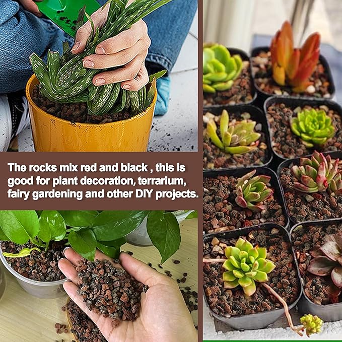 7lb Mix Lava Rocks for Landscaping - Horticultural Volcanic Rock Gravel for Drainage, Succulents, Bonsai, Vase Fillers, Terrarium Plants, Top Dressing