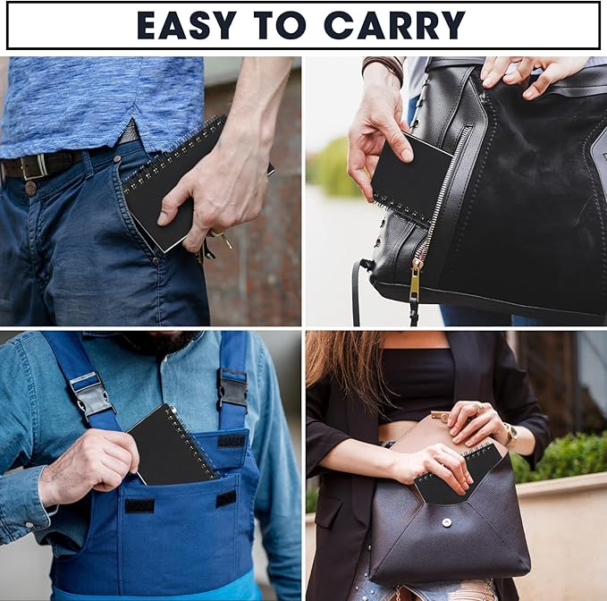 Jutom 2 Pcs Small Spiral Notebooks Memo Pads 3x5 Bulk Small Pocket Notebooks Mini Notepads with Lined Pages Mini Journals for Office Back to School Work Writing Supplies, 120 Pages (Black)