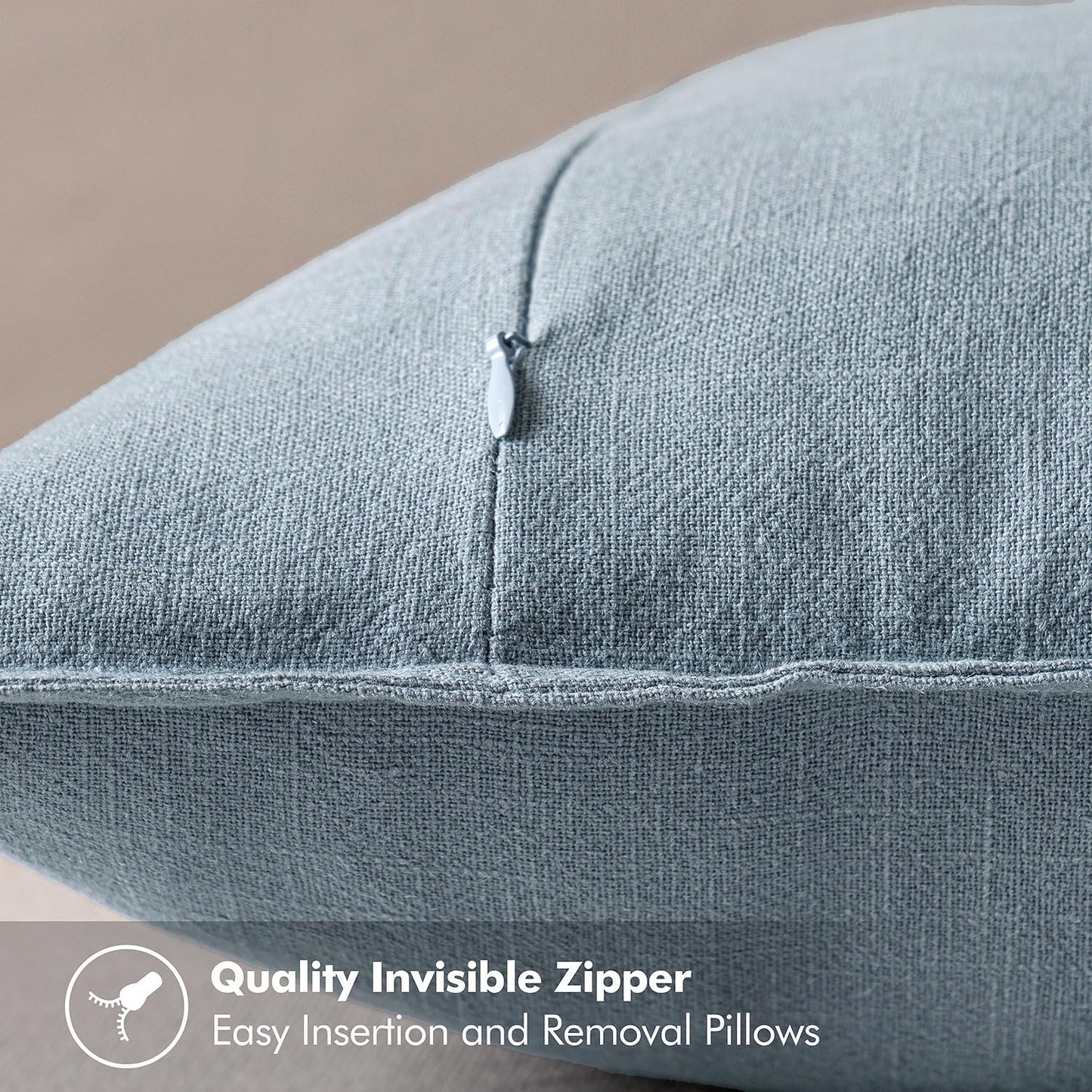 MIULEE Decorative Linen Pillow Covers 28x28 Inch Blue Grey Boho Farmhouse Neutral Couch Throw Pillows for Bed Pack of 2 Accent Modern Pillowcase Sofa Livingroom Home Decor