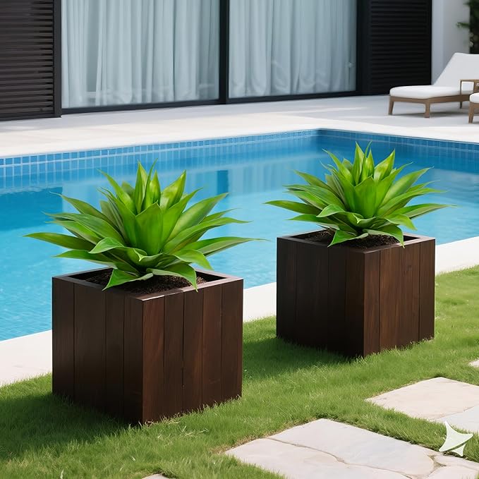 Artificial Agave Faux Agave Fake Greenery Outdoor Artificial Plants Fake Plants for Indoor Home Decor Plastic Plants Outdoor Decor Front Porch Decor Simulation Plants 22"(2Pcs Green) No Vase