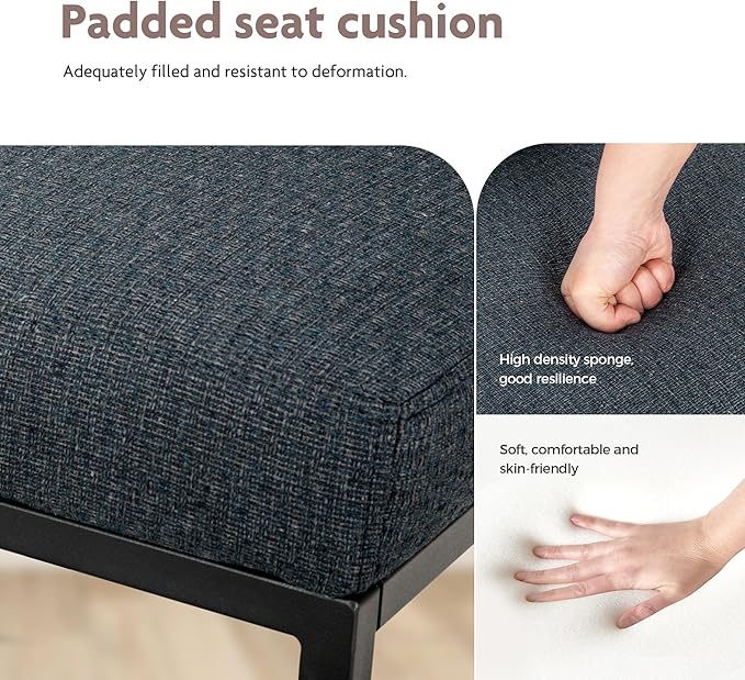 ALPHA HOME 24" Bar Stools Set of 4 Kitchen Counter Stools with Back, Counter Height Stools with Upholstered Footrest for Kitchen Island, Metal Steel Frame, Chenille, Blue