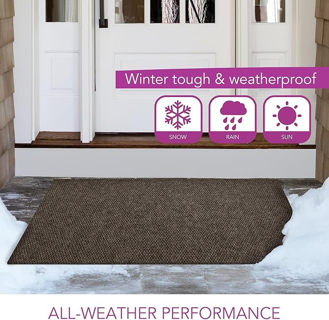 iCustomRug Spartan Weather Warrior Indoor/Outdoor Utility Berber Loop Carpet Runner with Non-Slip Thermoplastic Rubber Backing, 3ft X 4ft in Brown