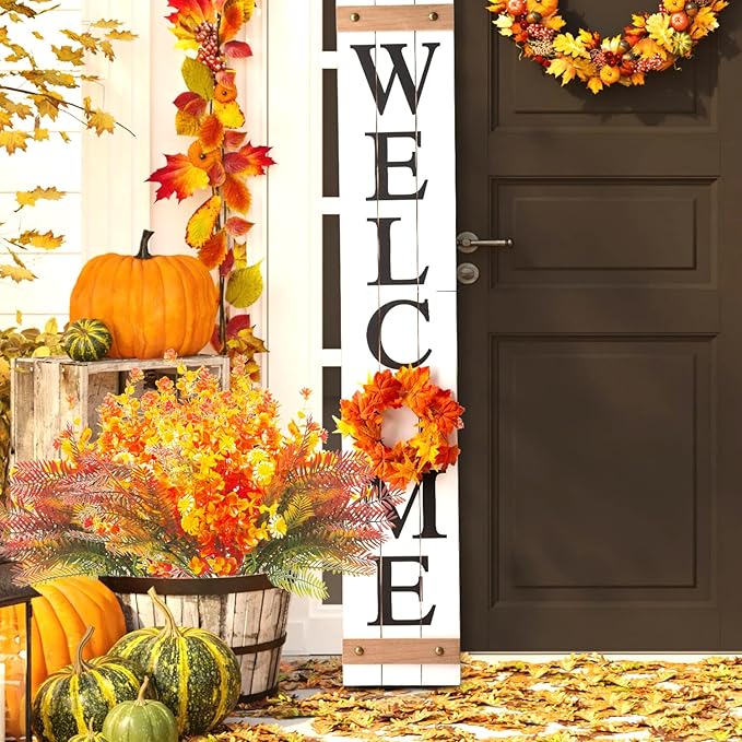 12 Bundles Artificial Fall Flowers UV Resistant Autumn Decorations for Thanksgiving Home Kitchen Room Farmhouse Floral Arrangements Indoor Outdoor