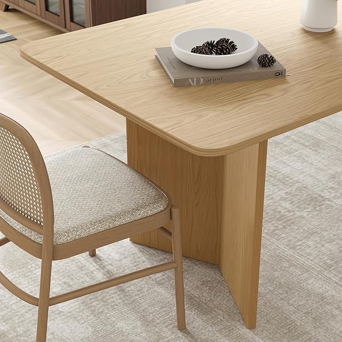 Casaphoria 79" Dining Table for 6, Wood Kitchen Table with Scratch-Resistant Top & V-Shaped Base, Modern Farmhouse Rectangular Dining Table for Living Room, Kitchen, Easy Assembly, Natural Wood