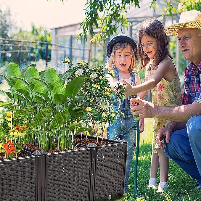 Raised Garden Bed Large Planters for Outdoor Plants Elevated Rectangular Garden Box Kits for Gardening, Vegetables, Flowers and Herbs in Backyard Patio Balcony