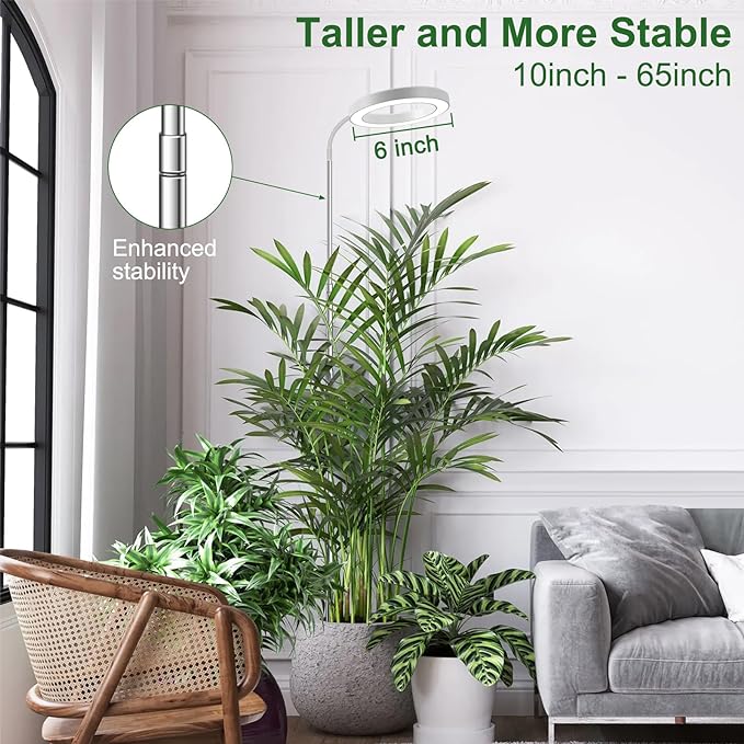 Wolezek Grow Lights for Indoor Plants Full Spectrum, 80 LEDs 3 Colors, 65in Large Plant Lights for Indoor Growing with 360°Gooseneck, 6/12/16H Timer, 5 Brightness, Height Adjustable, White 3 Pack