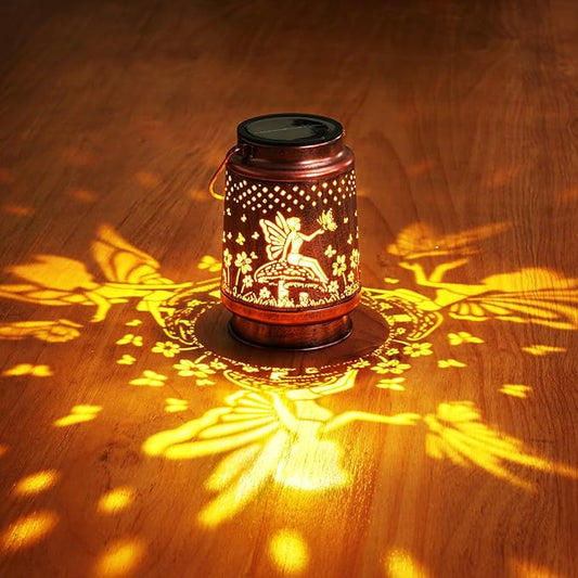 Homemory Solar Lanterns Fairy Lights Outdoor Waterproof Garden Decor Women Gifts for Birthday, LED Hanging Solar Lights Metal Lantern Decoration Outside for Yard, Patio, Backyard, Porch, Lawn