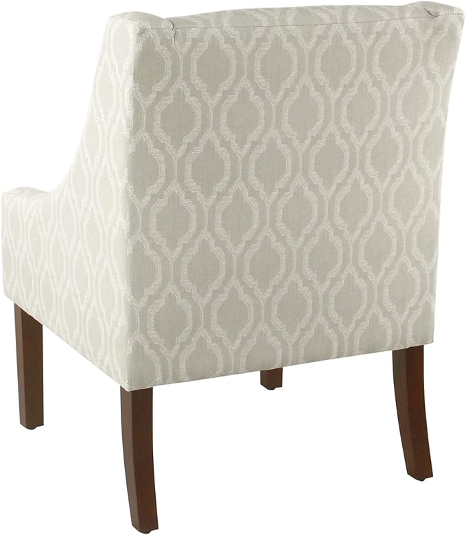 Homepop Home Decor | Upholstered Classic Swoop Arm Accent Chair | Accent Chairs for Living Room & Bedroom | Decorative Home Furniture,Tan Geometric