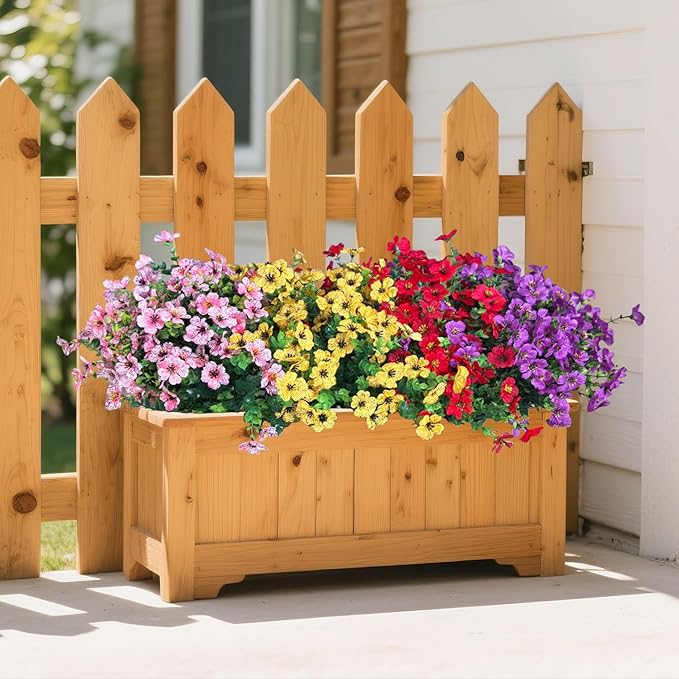 Artificial Mums for Outdoors Garden Home Fall Decor uv Resistant Outdoor Faux Plants Indoor Plastic Fake Plants Greenery Boxwood Porch Patio Fake Mums Flowers 12 Bundles Yard Decorations