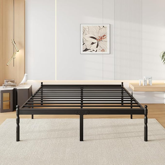 18 Inch King Metal Bed Frame with Mattress Slide Stopper, King Size Platform Bed Frames No Box Spring Needed, Heavy Duty Bedframe, Easy Assembly, Noise Free