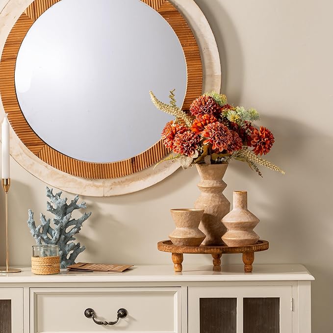 Ceramic Vase Home Table Decor - Gold Flower Vase Set of 3 Living Room Kitchen Decorations Farmhouse Modern Rustic Vases Decorative Centerpiece for Shelf Bedroom Office Bathroom Dining Coffee Desk