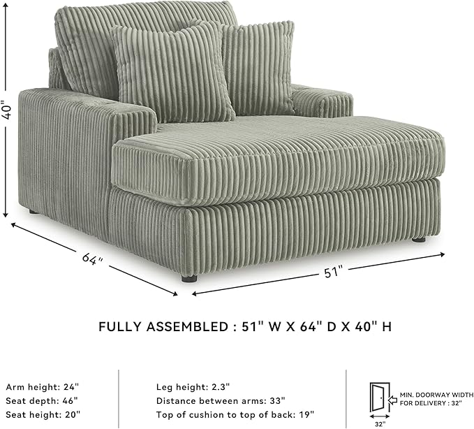 Signature Design by Ashley Lindyn Contemporary Chaise with USB Charging Ports, 2 Cup Holders and Throw Pillows, Gray