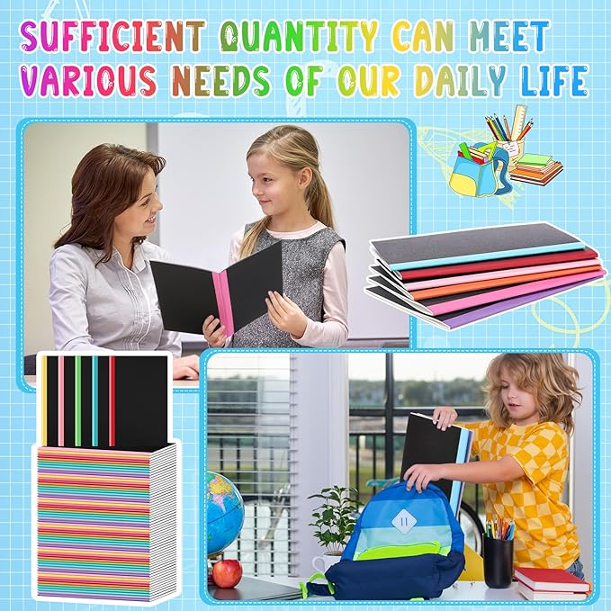 Handepo 100 Pack Composition Notebooks A5/A6 Ruled Lined Composition Kraft Notebooks Bulk Soft Cover Journals Travel Diary Memo for Students Classroom Office Supplies(A5,Novel Color)