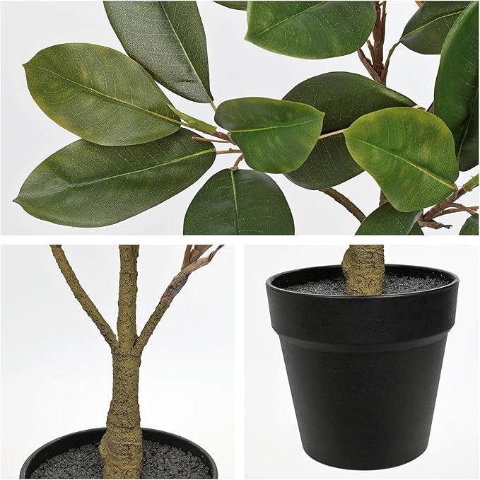 Briful Artificial Magnolia Tree in Black Pot – 26.3in Tall Faux Magnolia Greenery Plant Fake Potted Silk Tree for Home Office Room Kitchen Outdoor Porch Décor