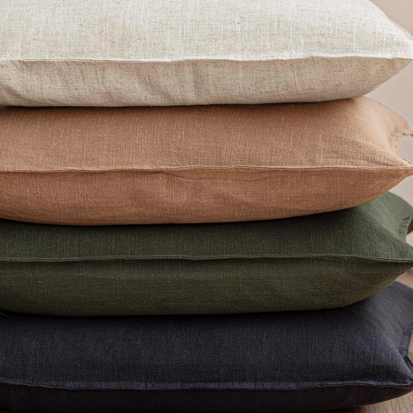 Foindtower Pack of 2, Decorative Linen Solid Throw Pillow Covers Soft Accent Cushion Case Farmhouse Neutral Pillowcase for Chair Couch Sofa Bedroom Living Room Home Decor 16x16 Inch Olive Branch Green