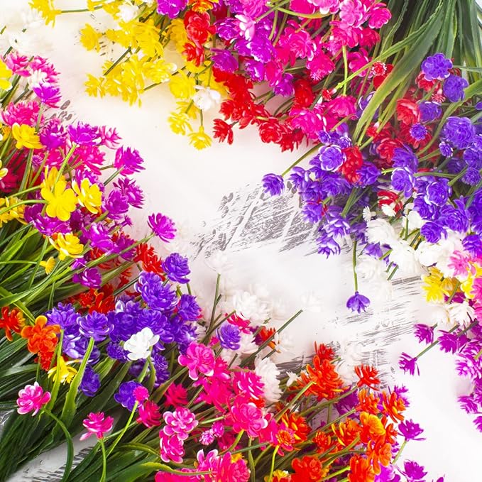 8 Bundles Artificial Outdoors Flowers (Purple-Daffodil)