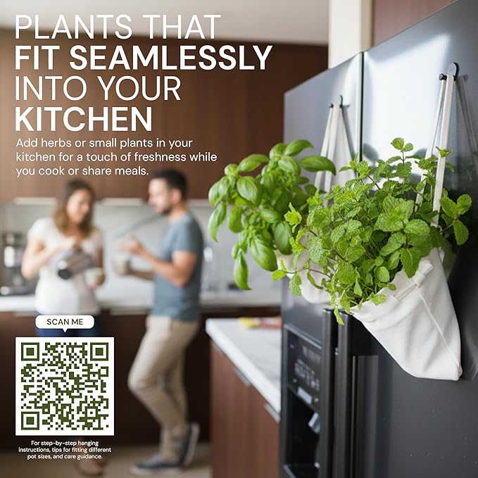 Organic Hemp Hanging Plant Bag – Reusable Natural Fiber Flower Pot Holder for Indoor & Outdoor Use – Fits 3.5 Inch Pots – Strong Drawstring – Ideal for Vertical Gardens, Orchids & Herbs 3-Pack