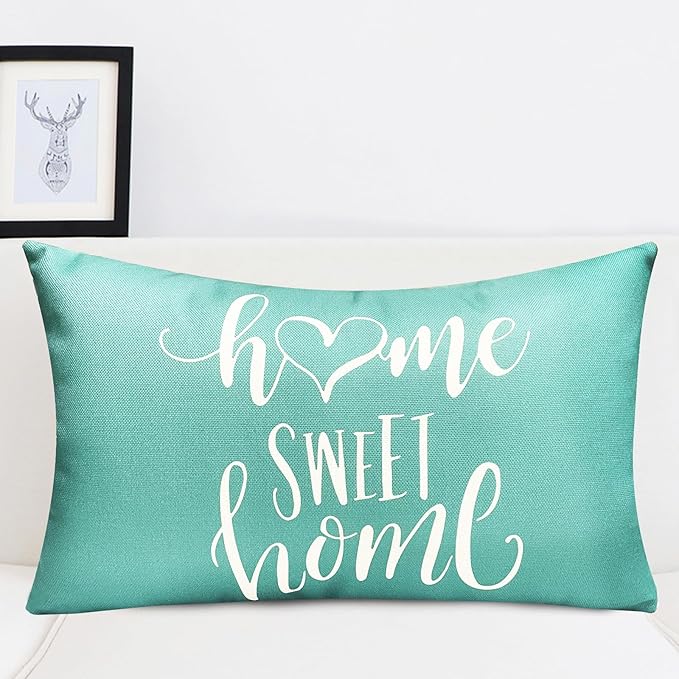 Decorative Throw Pillow Covers Set of 4 Teal Pillow Covers 12x20 inch Throw Pillow Cases Linen Square Pillow Case,Farmhouse Outdoor Modern Boho Pillow Covers for Couch Sofa Living Room