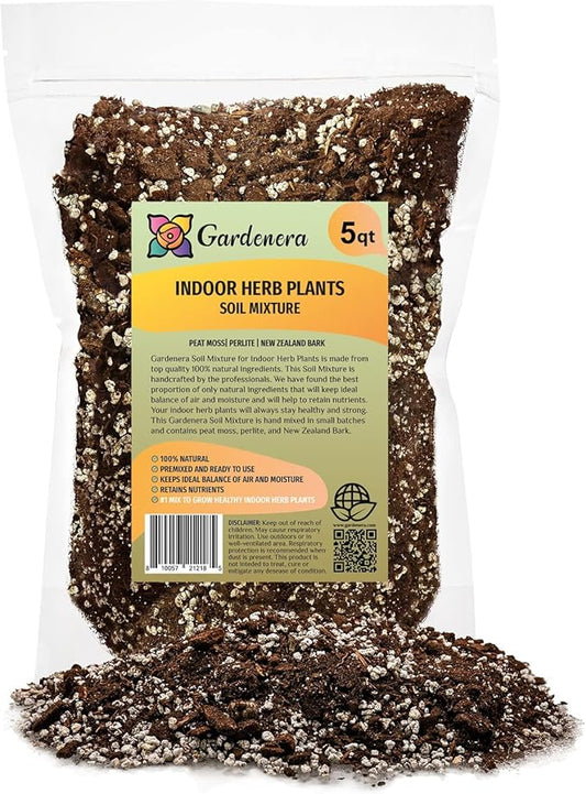 Soil for Indoor Herb Planters - Blended Soil for Growing Kitchen Herbs - 5 Quart Bag