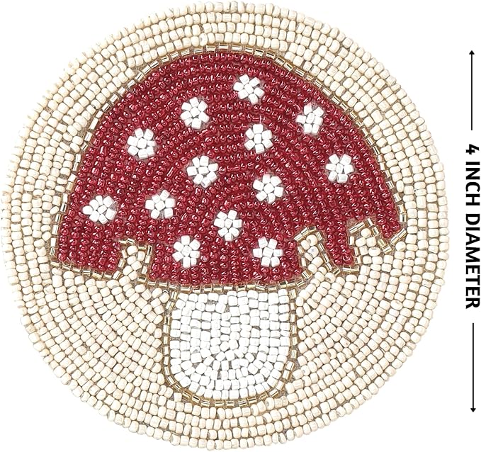 Folkulture Boho Coasters Set for Drinks | 4" Round Farmhouse or Rustic Table Coaster for Coffee Table | Modern Coasters for Bar | Cute Coaster for Housewarming Gifts for Women