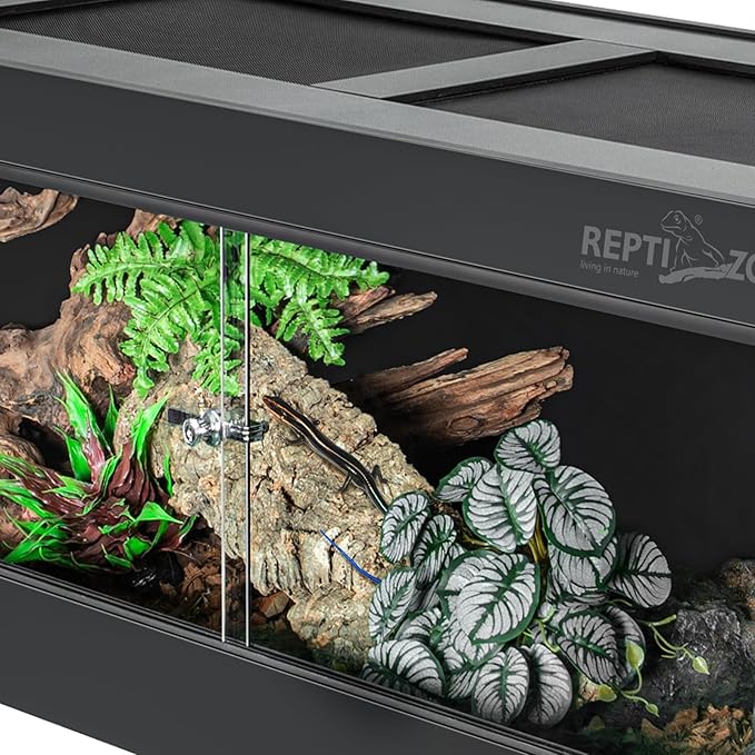 REPTI ZOO 68 Gallon PVC Reptile Terrariums, 48x18x18 Reptile Tanks Enclosure for Bearded Dragon Ball Python Snake Gecko, PVC Reptile Lounge Habitat with Glass Sliding Door & Top Screen Ventilation