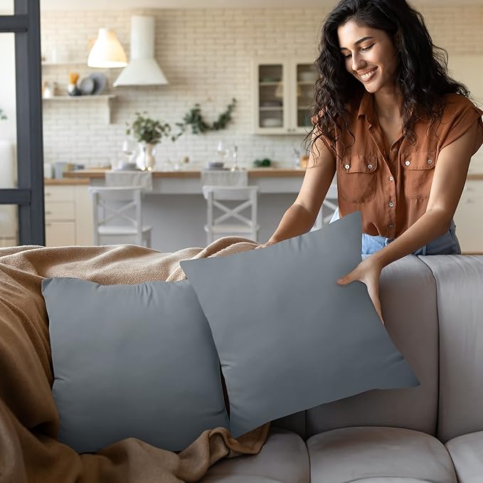 Utopia Bedding Throw Pillows Insert (Pack of 2, Grey) - 26 x 26 Inches Bed and Couch Pillows - Indoor Decorative Pillow