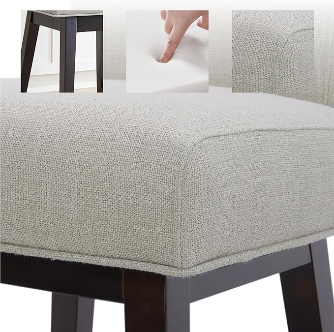 CHITA 26 Inch Counter Height Swivel Bar Stool, FSC Certified Modern Fabric Swivel Barstool Chair with Back, Linen