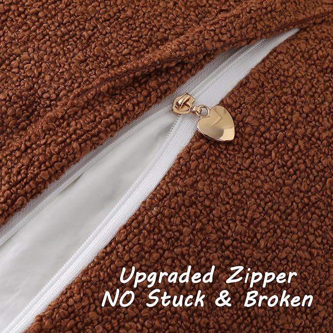 FUTEI Pack of 2 Rust Decorative Throw Pillow Covers 20x20 Inch Soft Cozy Solid Boucle Textured Cushion Case,Modern Home Decor for Couch Bed Living Room