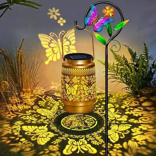 Butterfly Solar Lanterns Outdoor Waterproof with Shepherd Hook,Christmas Decorations Birthday for Mom Women Grandma,Garden Lights Butterfly Decor,Hanging Solar Lights Decorative for Yard,Patio,Porch