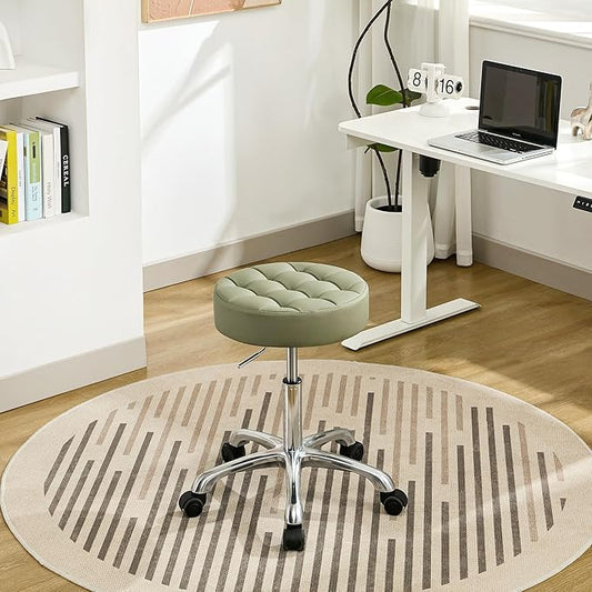 Rolling Stools with Wheels (Adjustable Height 20-27 inch) (Quiet Wheels and Aluminum Base) Multifunctional Nail Tattoo Vanity Massage Stool (Green)