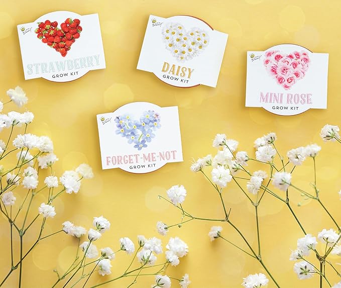 BUZZY Seeds Terracotta Mini Grow Pots Flower Plant Starter Kit – Love Collection Assorted 12-Pack – Indoor DIY Garden Kit – Perfect Wedding Favors, Bridal Shower Gifts & Gardening Gifts