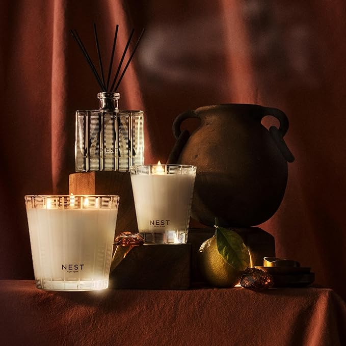 NEST New York Scented 3-Wick Candle, Moroccan Amber - 21.2 oz - Up to 100-Hour Burn Time - Reusable Glass Vessel
