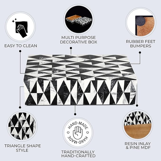 Handicrafts Home Handmade Harlequin Collection Decorative Jewelry Box Organizer – Keepsakes, Trinkets, and Home Decor – Antique Coffee Table Storage, Memory Box, Farmhouse Style Decor, 10x6x2.5