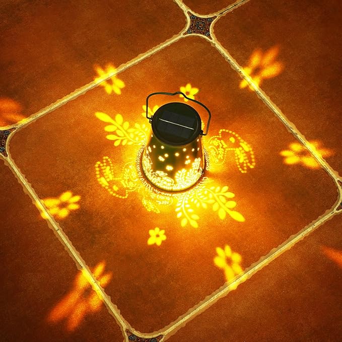 Homemory Solar Lanterns Rabbit Lights Outdoor Waterproof Garden Decor Women Gifts for Birthday, LED Hanging Solar Lights Metal Lantern Decoration Outside for Yard, Patio, Backyard, Porch, Lawn