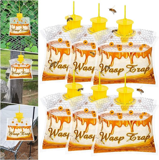 6 Pack Disposable Wasp Traps Outdoor Hanging Carpenter Bee Traps for Outside Yellow Jacket Trap Hornet Trap Wasp Catcher Killer for Bug Flies Patio Garden