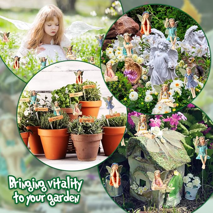 Yulejo 18 Pieces Garden Miniatures Fairies Mini Figurine Fairy Accessories Outdoor Decor for Garden Yard Lawn Supplies