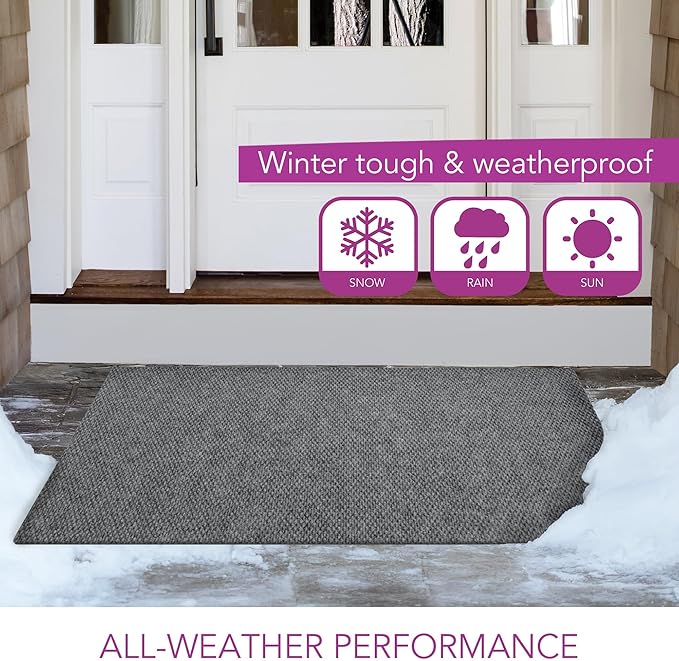 iCustomRug Spartan Weather Warrior Indoor/Outdoor Utility Berber Loop Carpet Runner with Non-Slip Thermoplastic Rubber Backing, 3ft X 6ft in Grey