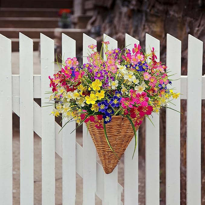 Artificial Flowers Wild Daisy Plant Lifelike UV Resistant Fake Plastic Silk Flowers Indoor Outside Hanging Plants Mixed Colors Garden Home Office Decor (12)